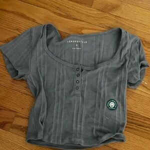 Aeropostale Blue/Grey Ribbed Top